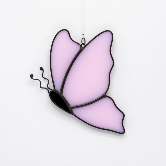 Capteur de soleil rose papillon monarque fleurs vitrail photo