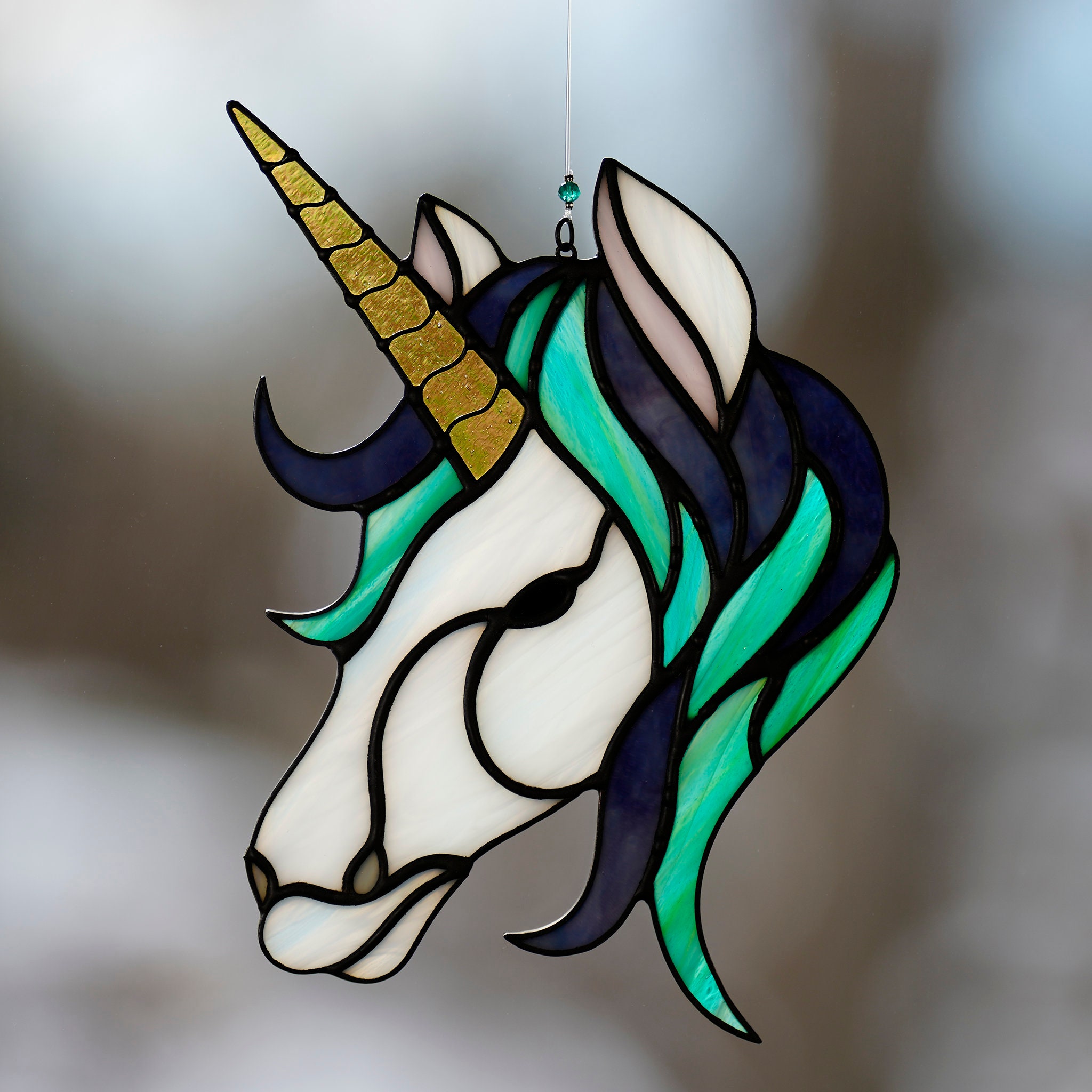 Unicorn Stained Glass Unicorn Unicorn Suncatcher Unicorn Etsy
