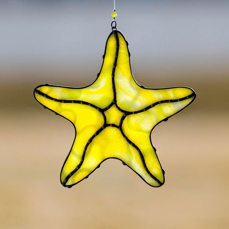 Starfish Stained Glass Starfish Suncatcher Stain Glass Sea Etsy