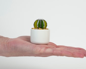 MINI Stained Glass Cactus Plant Stake: Potted Succulent Decor