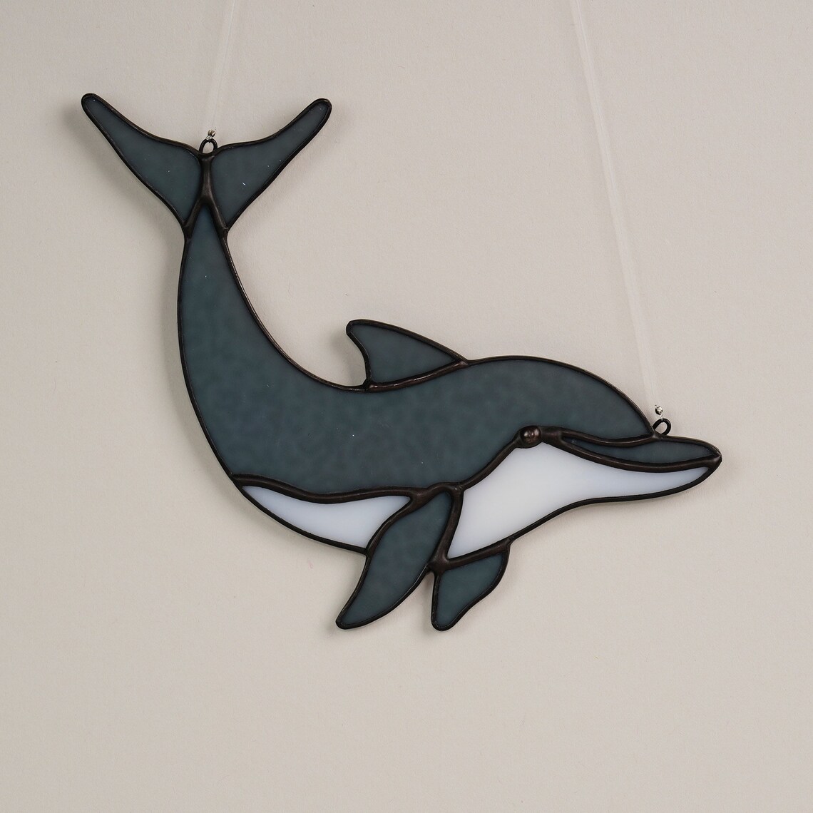 Stained Glass Dolphin Suncatcher Ocean Decor Sea Life Etsy