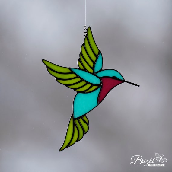 Suncatcher en verre colibri, Cadeau colibri, Cadeau amoureux des