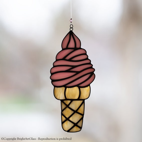 Stained Glass Ice Cream Cone Ice Cream Cone Suncatcher Ice Etsy