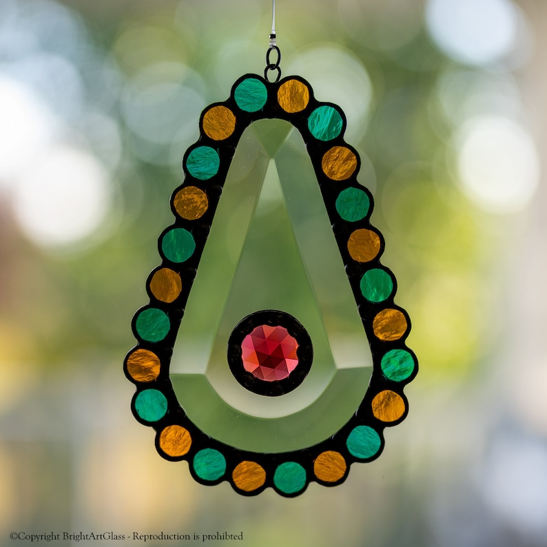 Stained Glass Bevel Art Jewel Design Stained Glass Etsy