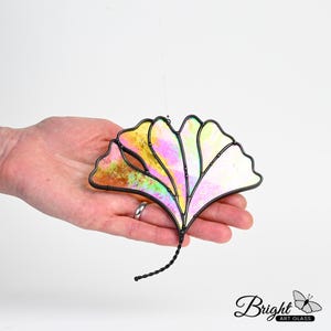 Stained Glass Ginkgo Biloba Leaf Suncatcher Handmade Glass Leaf Art Housewarming Gift Idea Ginkgo Lover Gift Window or Wall Art Home Decor