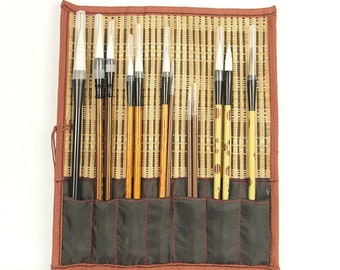 Chinese Brushes Set / Chinese Calligraphy Brushes / 10 Traditional Chinese Art Brushes / Asian Writing Brushes Bamboo / Hair Sticks /