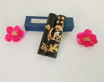 Sumi-E Black Ink Stick / Dragon Glide Phoenix Dance Harmony Calligraphy Ink Stick / Oil Soot Ink Cake Block / DIY Ink