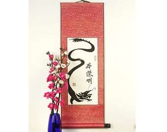 Painted Chinese Dragon Name Scroll / Your Name in Chinese Symbols / Chinese Calligraphy Personalized Wall Hanging / Gift for Men