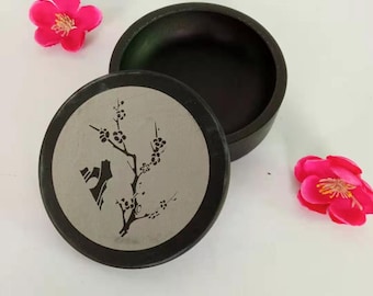 Chinese Calligraphy Inkstone / Sumi-e Natural Ink Stone With Lid / Asian Ink Grinding Stone / 1 Pound