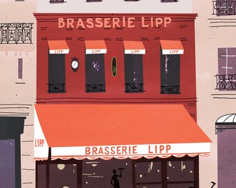 Brasserie Lipp, Paris. Limited edition print.
