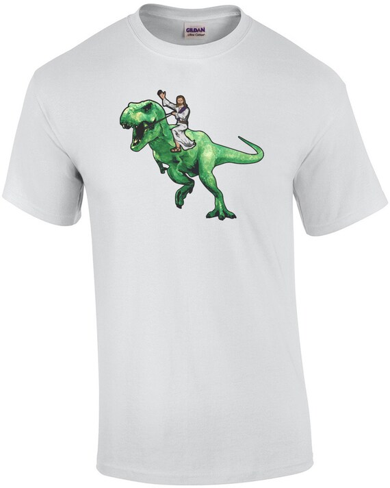 Jesus Riding a Dinosaur T-shirt - Etsy