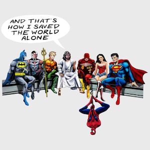 Jesus and the Superheros - And That&#39;s how I saved the world. Funny Jesus Religion T-Shirt