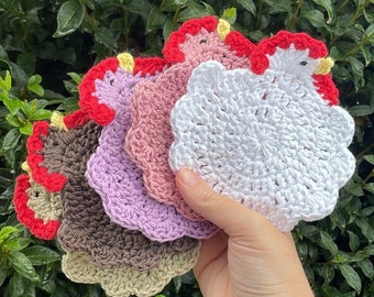 Chicken Coasters | Crochet Chicken Coasters