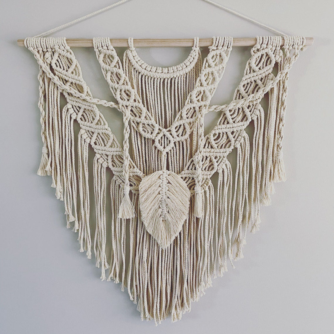 Large Leaf Macrame Wall Hanging Etsy