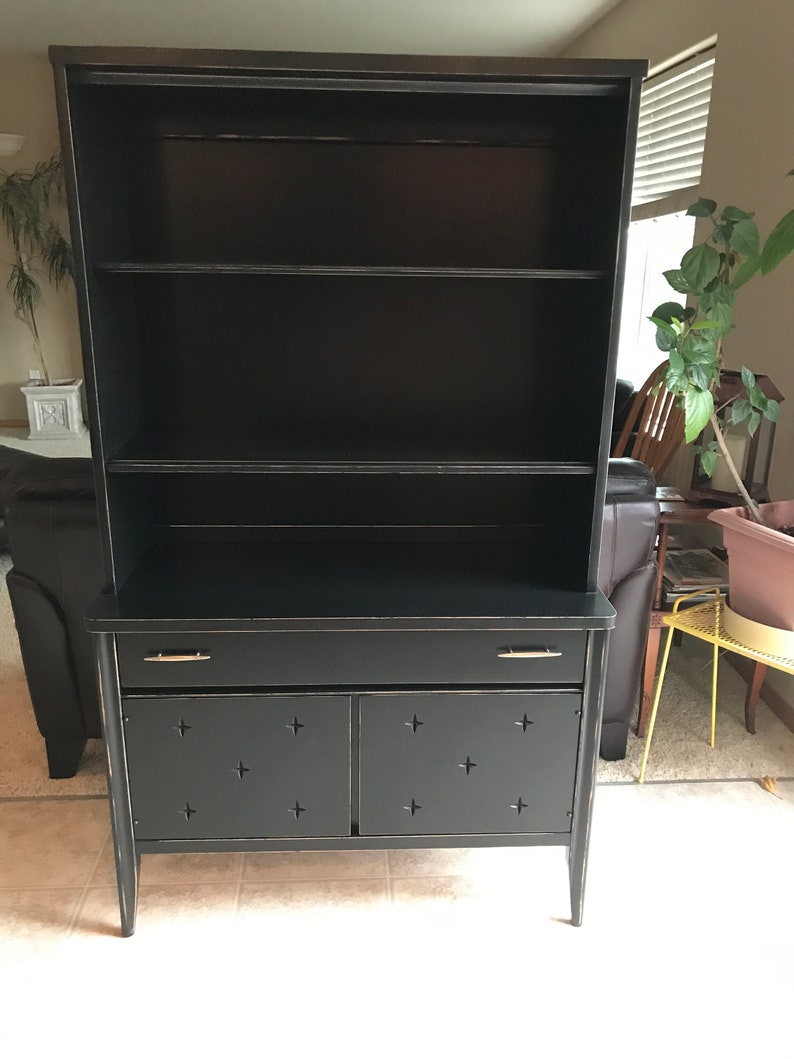 SOLD Black Broyhill Saga Vintage Hutch/MCM Hutch/Black Etsy