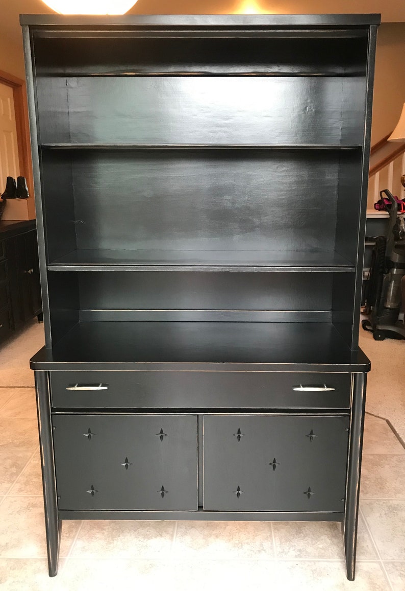 SOLD Black Broyhill Saga Vintage Hutch/MCM Hutch/Black Etsy