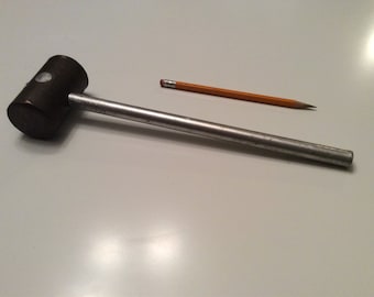 Vintage solid brass hammer with aluminum handle