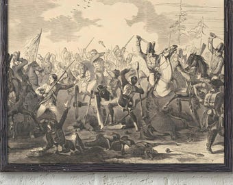 Battle of Waxhaws 1780 Printable Wall Art | Revolutionary War Engraving | American History Decor | Vintage Military Print | Instant Download