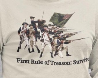 First Rule of Treason: Survive! Crewneck Sweatshirt | Revolutionary Soldiers Graphic