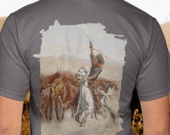 Vintage Cowboy Pocket Tee: Frederic Remington Art - Western Americana