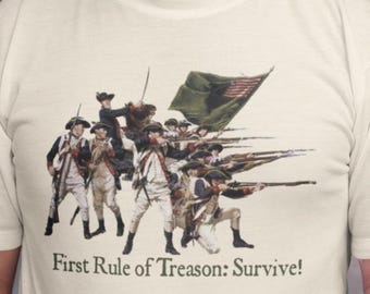 Battle of Long Island - First Rule of Treason: Survive T-Shirt-Revolutionary War-Living History- Father's Day Gift