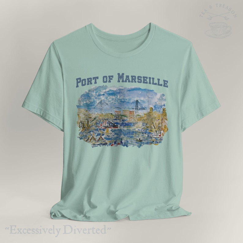 Camiseta artística del puerto de Marsella: camiseta unisex de manga corta con estampado impresionista imagen 8