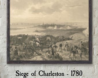 Siege of Charleston 1780 Printable Wall Art | Revolutionary War Engraving |American History Decor |Vintage Military Print | Instant Download
