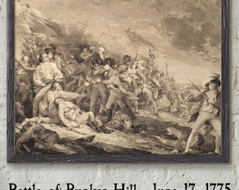 Battle of Bunker Hill Printable Wall Art | Revolutionary War Engraving | Instant Download