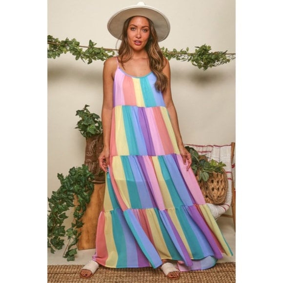 Rainbow Tiered Dress Etsy