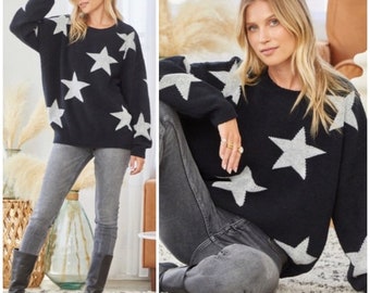 Black Star Sweater - Etsy