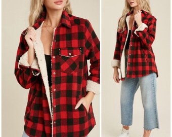 red plaid jacket womens
