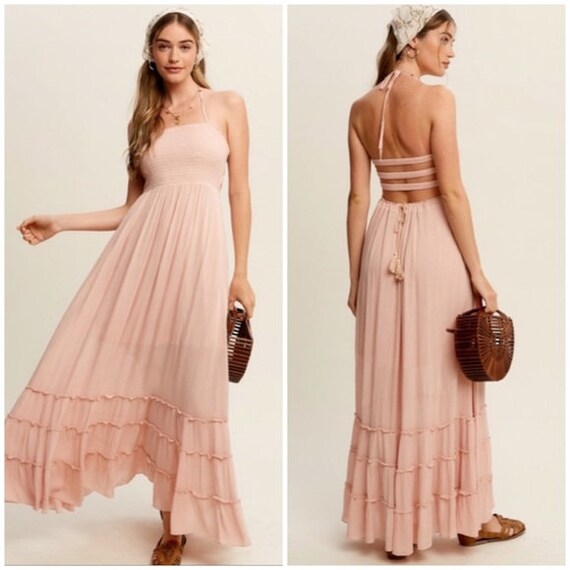 Casual blush maxi clearance dress