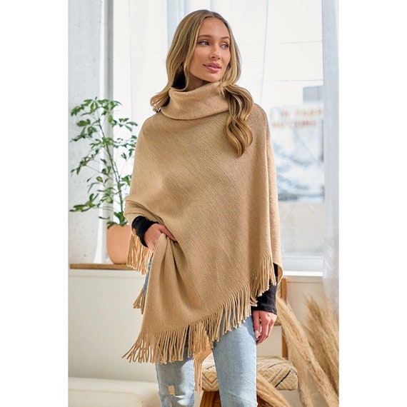 Taupe cowl store neck sweater