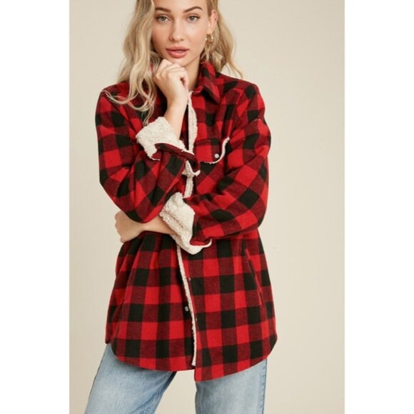 Red Buffalo Plaid Sherpa Lined Shacket 