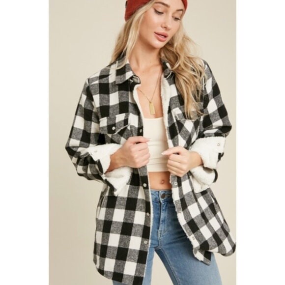 Black Buffalo Plaid Sherpa Lined 
