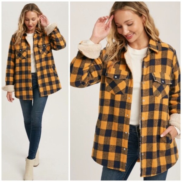Mustard Plaid Shirt Etsy
