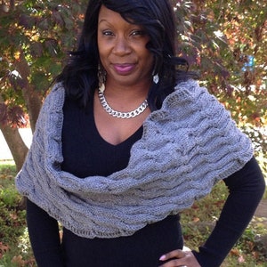 Cable Knitted Infinity Scarf Shawl, Fisherman Cable Knit Scarf, Chunky Cable Infinity Scarf