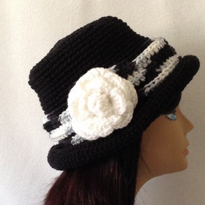 Charlie Chaplin Hat, Crochet Derby Hat, Women&#39;s Fedora Bowler Hat, Classic 1920s Bowler Hat