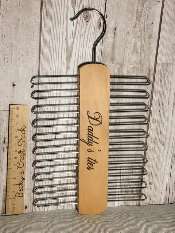 Personalised Wood Burned Tie Holder Using Pyrography Great