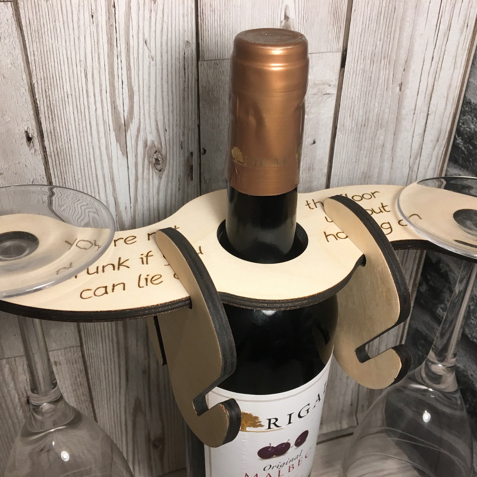 Personalised wine butler with coasters. Hand burned design to Etsy