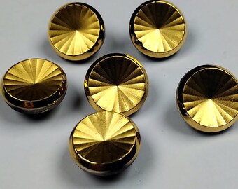 Vintage Gold Faceted Star Glass Buttons : 13mm (Qty 6)