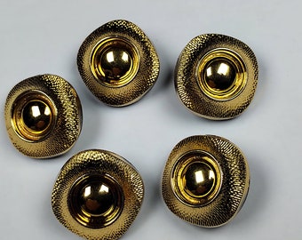 Vintage Designer Square Gold Glass Buttons : 18mm across (Qty 5)