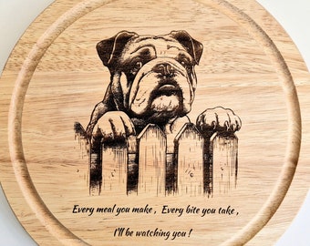 Tagliere Bulldog personalizzato regalo per animali domestici in legno di razza cane