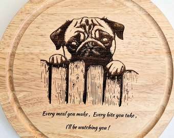 Tagliere carlino personalizzato regalo per animali domestici in legno di razza cane