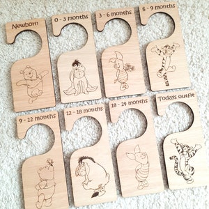8 séparateurs de penderie Winnie l'ourson en bois pour nouveau-né, cadeau de shower de bébé pour vêtements de bébé