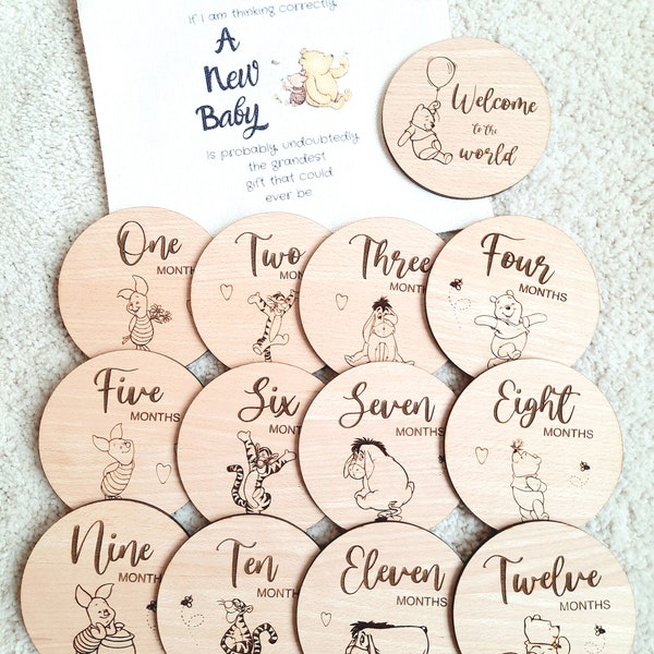 Baby milestone wooden discs ,photo prop plaque, baby shower new baby gift