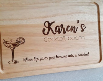 Personalised cocktail chopping board wooden cutting board