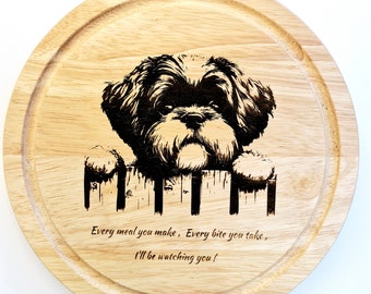 Tagliere per cani Shih Tzu regalo personalizzato per animali domestici in legno di razza di cane