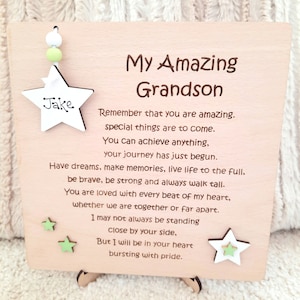 Plaque personnalisée petit-fils ORIGINAL POEM nom de famille