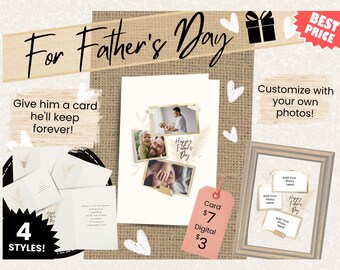 Father's Day Card- Wheat: 3- Photo Customizable ( Digital Download )